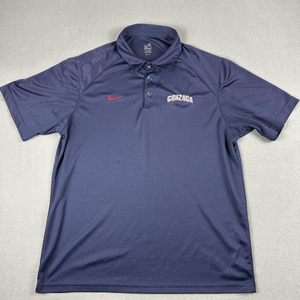Gonzaga Bulldogs Shirt Mens XL Navy‎ NCAA Basketball Nike Fit Dry Polo